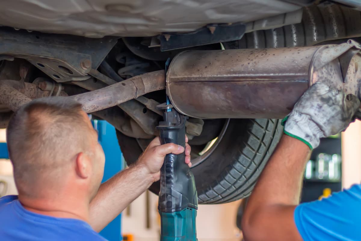 Mechanic working on a car